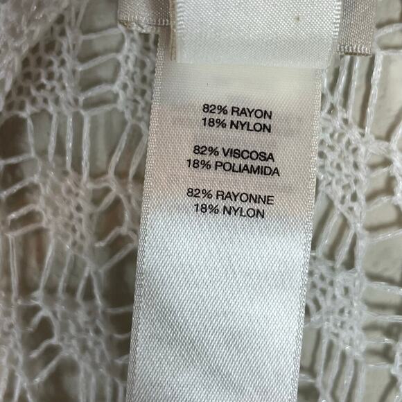 Chico's Size 2 White Open Front Cardigan – Open Knit Duster Sweater Size Large - Picture 3 of 4